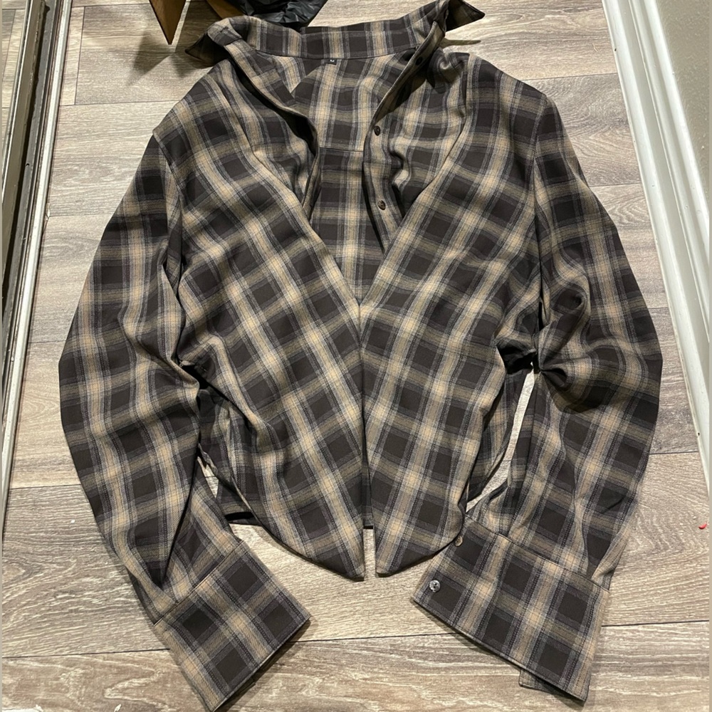 KWAME ADUSEI Kafra Top Brown Plaid Top - Picture 5 of 9